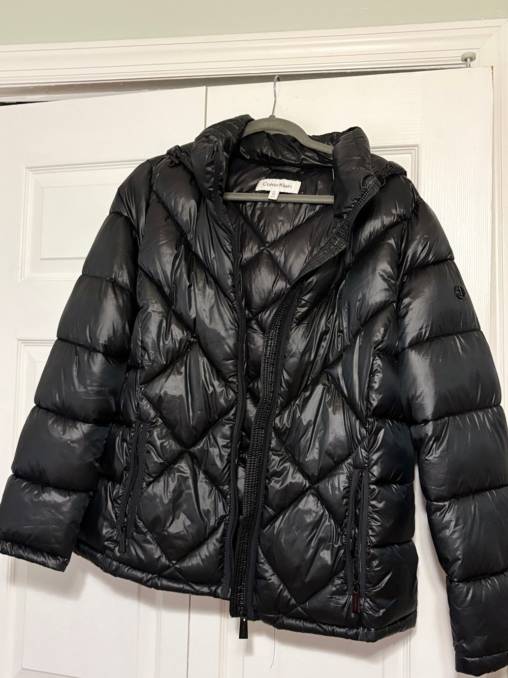 Calvin Klein Black Quilted Hooded Puffer Coat